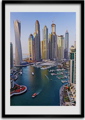 Produktbild von Bild - Bilderrahmen - 50 cm x 70 cm - MDF - Rahmen - Wandkunst Bucht von Dubai