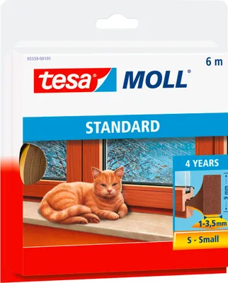 Produktbild von tesamoll Fensterdichtung selbstklebend (1 x 6 m) - I-Profil: 9mm x 3,5 mm - weiß