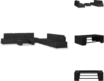 Produktbild von vidaXL 7-tlg. Garten-Lounge-Set Poly Rattan Schwarz -  Gartenmöbel-Sets