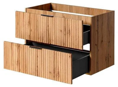 Produktbild von Waschtisch-Unterschrank 80 cm in Wotaneiche mit gerillter Front, 2 Softclose-Auszügen, B/H/T ca. 80/57/46 cm