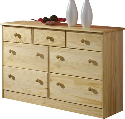 Produktbild von Sideboard RONDO, schöne Kommode im Landhausstil, massive Holzkommode mit 7 Schubladen, zeitlose Anrichte in natur
