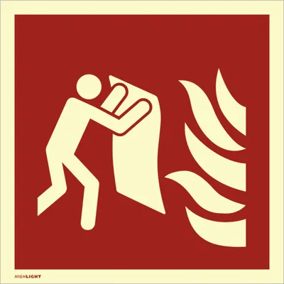 Produktbild von Dreifke® Feuerlöschdecke ISO 7010, Kunststoff, langnachleuchtend, 160-mcd, 20...