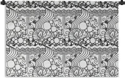 Produktbild von MuchoWow® Wandteppich Wandbehang Muster - Abstrakt - Linienkunst - Schwarz und Weiß 150x100 cm Tapisserie Dekoration Wandtuch - Waschbar - Tapisserien - Wand-Decke