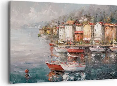 Produktbild von Bild auf Leinwand - Leinwandbild - Einteilig - Meer Hafen Segel - 120x80cm - Wand Bild - Wanddeko - Wandbilder - Leinwanddruck - Bilder - Wanddekoration - Leinwand bilder - Wandbild - AA120x80-5136