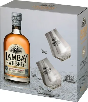 Immagine prodotto di Whiskey irlandese Lambay Malt, confezione da 2 bicchieri.