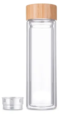 Produktbild von Doppelwandige Glasflasche mit Edelstahlsieb