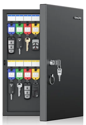 Produktbild von Schlüsselschrank Schwarz 32 Schlüssel Wandmontage mit Schlüsselanhängern und Tags