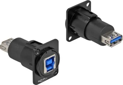 Zdjęcie produktu dla DeLOCK Moduł D-Type USB 3.0 Typ-A żeński do Typ-B żeński, Płaski, Czarny, USB B, USB A, Żeńska, Żeńska