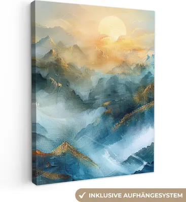 Obrázek produktu pro OneMillionCanvasses® - Obrazy na plátně - Abstraktní - Krajina - Hory - Modrá - Moderní, nástěnné umění, nástěnné dekorace Obývací pokoj, 60x80cm