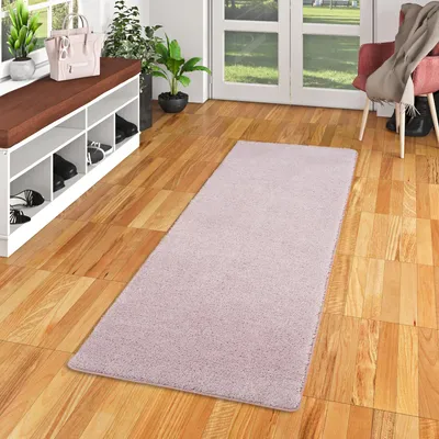 Produktbild von Hochflor Shaggy Läufer Teppich Palace Pastell Rosa, Größe:100x100 cm