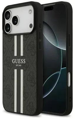 Produktbild von Guess 4G Printed Stripes MagSafe - iPhone 17 Pro Max Hülle (Schwarz)