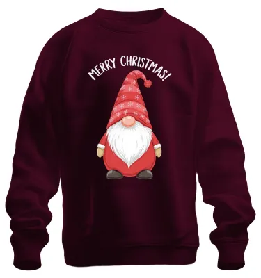 Zdjęcie produktu dla Wesołych Świąt! Christmas Gnome Christmas Snowflakes Uni Sweatshirt Pullover, Burgundy, XXL