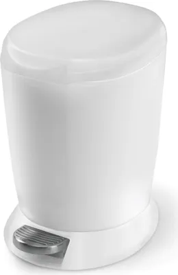 Produktbild von simplehuman 6 Liter runder Treteimer, weißer Kunststoff - 8,6x8,6x63,5 cm; CW1318