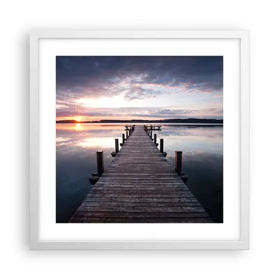 Produktbild von Gerahmtes Poster - Weißer Rahmen - Fußgängerbrücke See Sonnenuntergang Abend - 40x40 cm - Wand Bild - Wanddeko - Wandbilder - Wandposter - Bilderrahmen - Bilder - Kunstdruck - P2WAC40x40-2635