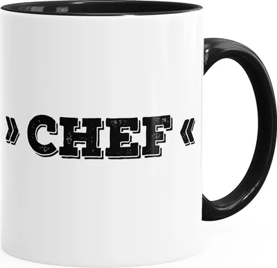 Produktbild von Kaffee-Tasse mit Chef Schriftzug Chef-Tasse mit Innenfarbe MoonWorks® schwarz unisize