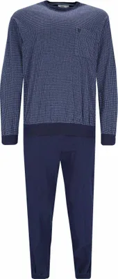 Image de hajo Hommes Ensemble de pyjamas 2 pièces - long, poignets, col rond, Premium Coton bleu L