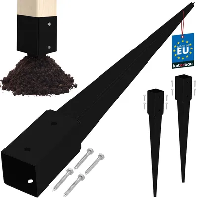 Image de 2 supports de poteau à enfoncer - 71x71x750 mm, acier galvanisé