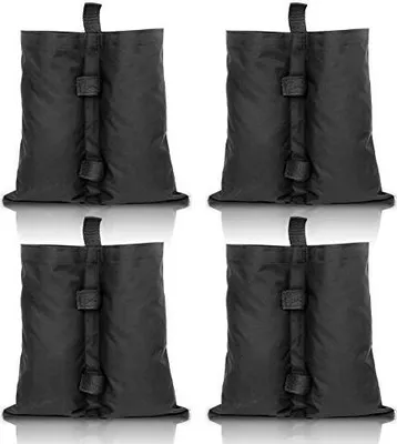 Four black sandbags are arranged in a two-by-two grid against a white background.