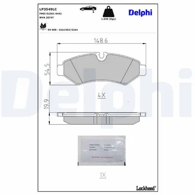 Image de Jeu de plaquettes de frein DELPHI pour MERCEDES-BENZ Sprinter 3,5 t fourgon (907, 910) LP3549LC