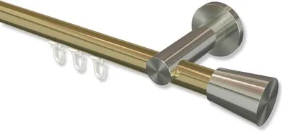 Produktbild von Interdeco Innenlaufstange, Gardinenstange mit Innenlauf Messing-Optik / Edelstahl-Optik Modell Platon Sitra, 20 mm Ø 1-läufig, 160 cm