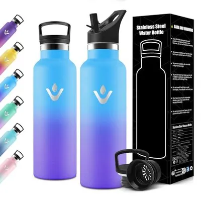 Produktbild von Edelstahl-Trinkflasche 750ml auslaufsicher Motswedi, isoliert, Wasserflasche