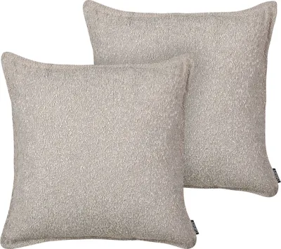 Produktbild von BELIANI Dekokissen 2er Set Beige Stoffbezug mit Füllung Biese 45x45 cm Teddy-Optik Modern Wohnzimmer Schlafzimmer Ausstattung Sofakissen Zierkissen