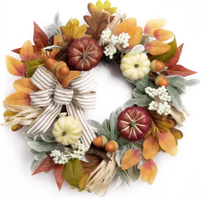 Produktbild von 45cm Herbstdeko Türkranz,Herbstkranz Haustür Kürbis Fliege halloween herbst