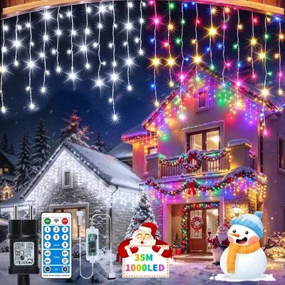 Productafbeelding van Lichtsnoer met 800 leds, 30 + 5 m, ijsregen, kerstverlichting, 3-in-1, 8 modi