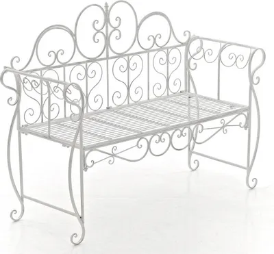 Produktbild von Gartenbank LENAR - Metall Weiß 128x46x94 cm | Metallbank Garten 2 Seitzer Bank Terrasse Vintage Antik Gartenbank