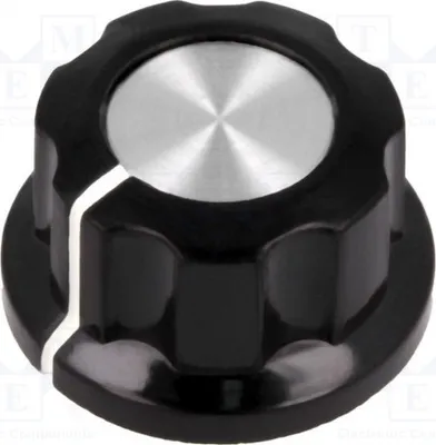 Produktbild von Drehknopf; mit Flansch; Bakelit; Achse: 6,35mm; 19x12,7mm G22-S Drehknöpfe für Drehpotentiometer