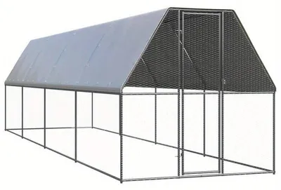 Obrázek produktu pro Venkovní výběh pro slepice z galvanizované oceli – bezpečný a odolný výběh o rozměrech 2 x 8 x 2 metry