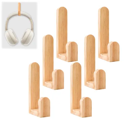 Obrázok produktu pre Samolepiace drevené háčiky na stenu, 6 kusov