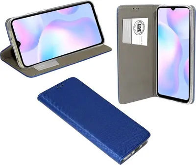 Produktbild von Buch Tasche "Smart" XIAOMI REDMI 9A Handy Hülle Schutzhülle mit Standfunktion, Kartenfach Blau