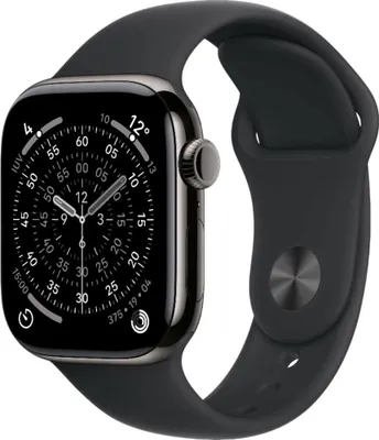 Produktbild von Apple Watch S11 Titan Schiefer Cellular 42mm (Sportband schwarz) S/M