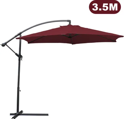 Produktbild von Jiubiaz Sonnenschirm Ampelschirm 350cm - Ampelschirm, Sonnenschutz, Gartenschirm - Rot