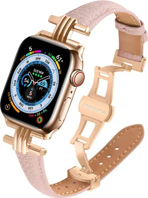 Produktbild von Eko, Armband für Apple Watch 38/40/41mm aus Leder mit Faltschließe, Rosa