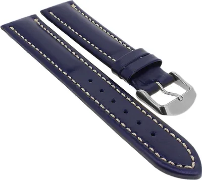 Produktbild von Minott Uhrenarmband | weiches Kalbleder blau mit Naht 32267S/G, Stegbreite:24mm, Schließe:Silbern