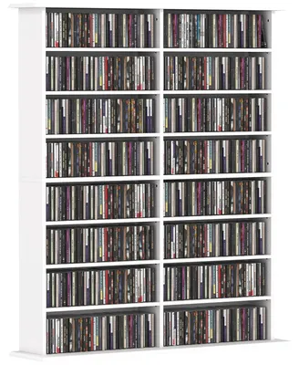 Produktbild von Modernes CD-Bš¹cherregal aus Holz mit 16 F?chern, 106,5 x 24 x 126,3 cm, Wei?