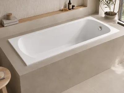 Produktbild von AQUA for you | Badewanne - POLIMAT CLASSIC SLIM - Rechteckwanne – 180x80 cm - Universal - Weiß - mit Syphon, Füßen, Montageset, Acrylwanne