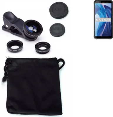 Produktbild von K-S-Trade Smartphone Kamera Linsen Set Kompatibel mit Blackview BV6300 3in1 Clip-On Kamera Adapter Macro Weitwinkel FishEye Fischauge Objektiv Linse