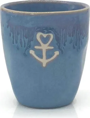 Produktbild von Stoneware Espressobecher "Anker" blau