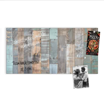 Produktbild von Magnettafel 100x50cm Pinnwand Whiteboard beschreibbar - Holzplanken Vintage