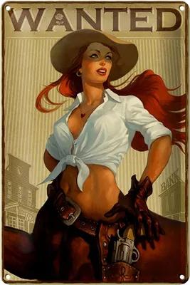 Produktbild von Blechschild Pinup 20x30cm wanted Cowgirl Wanddeko