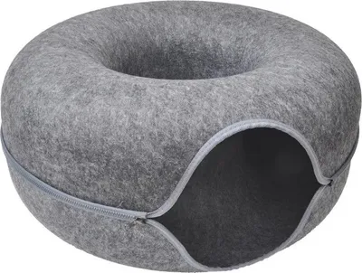 Produktbild von Aumüller Katzentunnel Donut Katzenhöhle dunkelgrau Filz mit Reißverschluss 60 x 60 x 30 cm
