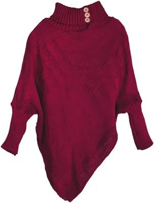 Produktbild von styleBREAKER Damen Feinstrick Poncho mit Zopfmuster und Ärmeln, Schalkragen 08010055