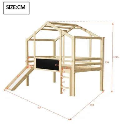 Productafbeelding van Kinderhoogslaper - Hoogslaper - Kinderbed - Stapelbed - Halfhoogslaper - Natuurlijk Massief Hout
