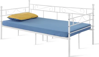 Produktbild von H.J WeDoo Tagesbett Metallbett Daybed Bettsofa Jugendbett Gästebett, Bettsofa Gästebett für Schlafzimmer Wohnzimmer,  90 x 190 cm Weiß