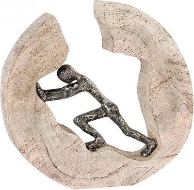 Productafbeelding van Decoratief Figuratief Sculptuur van Mangohout en Aluminium - 29 cm Hoog