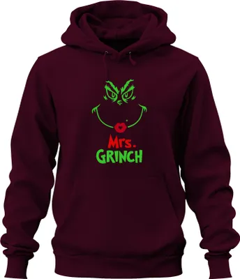 Produktbild von Mrs. GRINCH Weihnachten Lustig Weihnachtsfrau Grinch Geschenk Uni Hoodie Kapuzenpullover, Burgundy, XL
