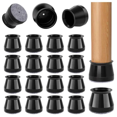 Produktbild von Stuhlbeinschoner 32 Stück, rund schwarz Silikon, für Hartholzböden, 33-50 mm
